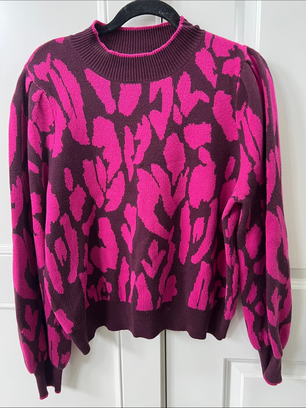 Who What Wear Pink and burgundy Knit Crewneck Sweater